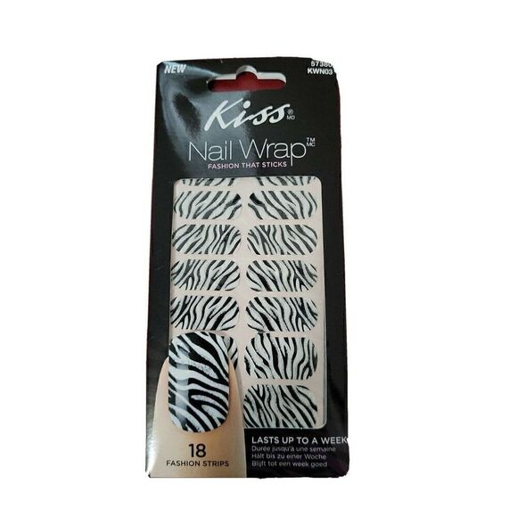 Kiss Nail Wrap Fashion That Sticks 57380 CAMISOLE (ZEBRA) 18 Strips (EACH) - Picture 2 of 5